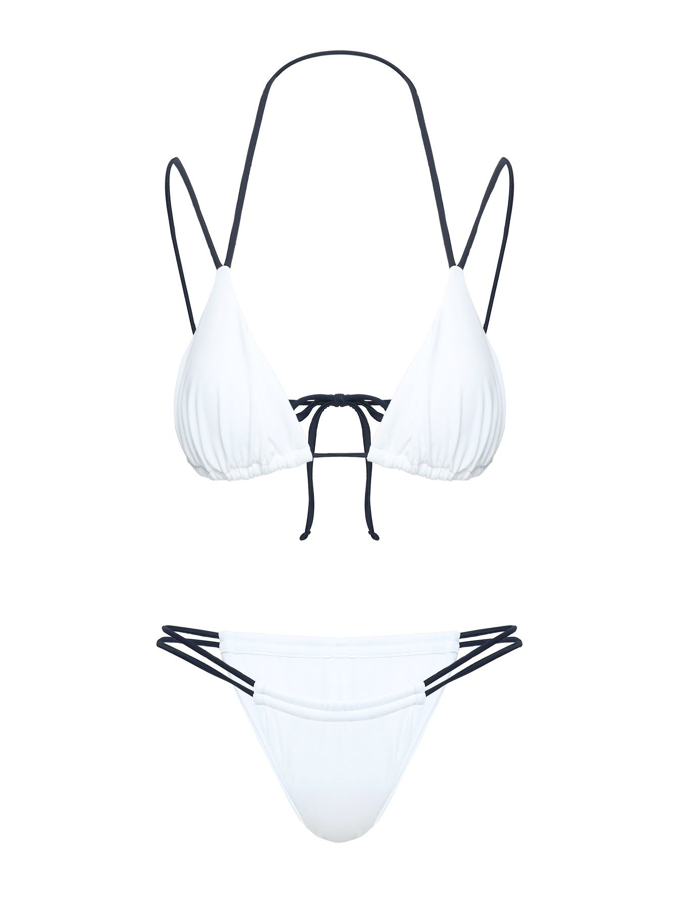 Vaylor High Cut Ruched Bikini Bottoms White