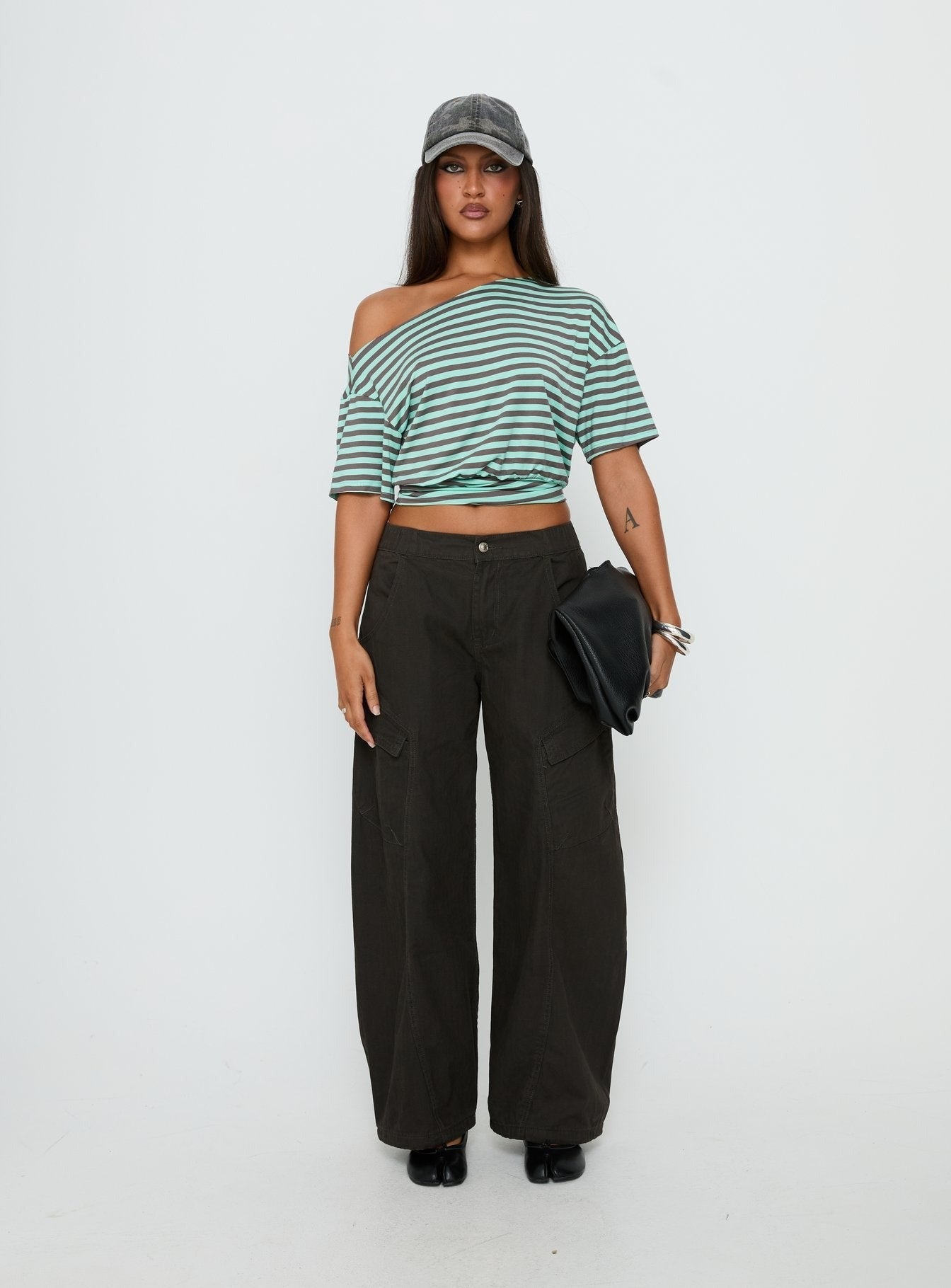 Ashlinn Off Shoulder Drapey Top Stripe