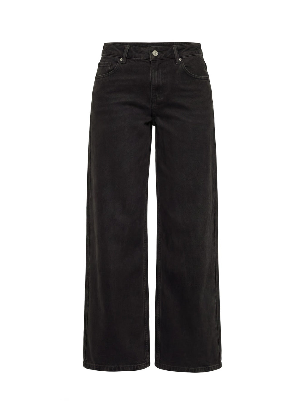 Ramos Low Rise Wide Leg Denim Jeans Washed Black