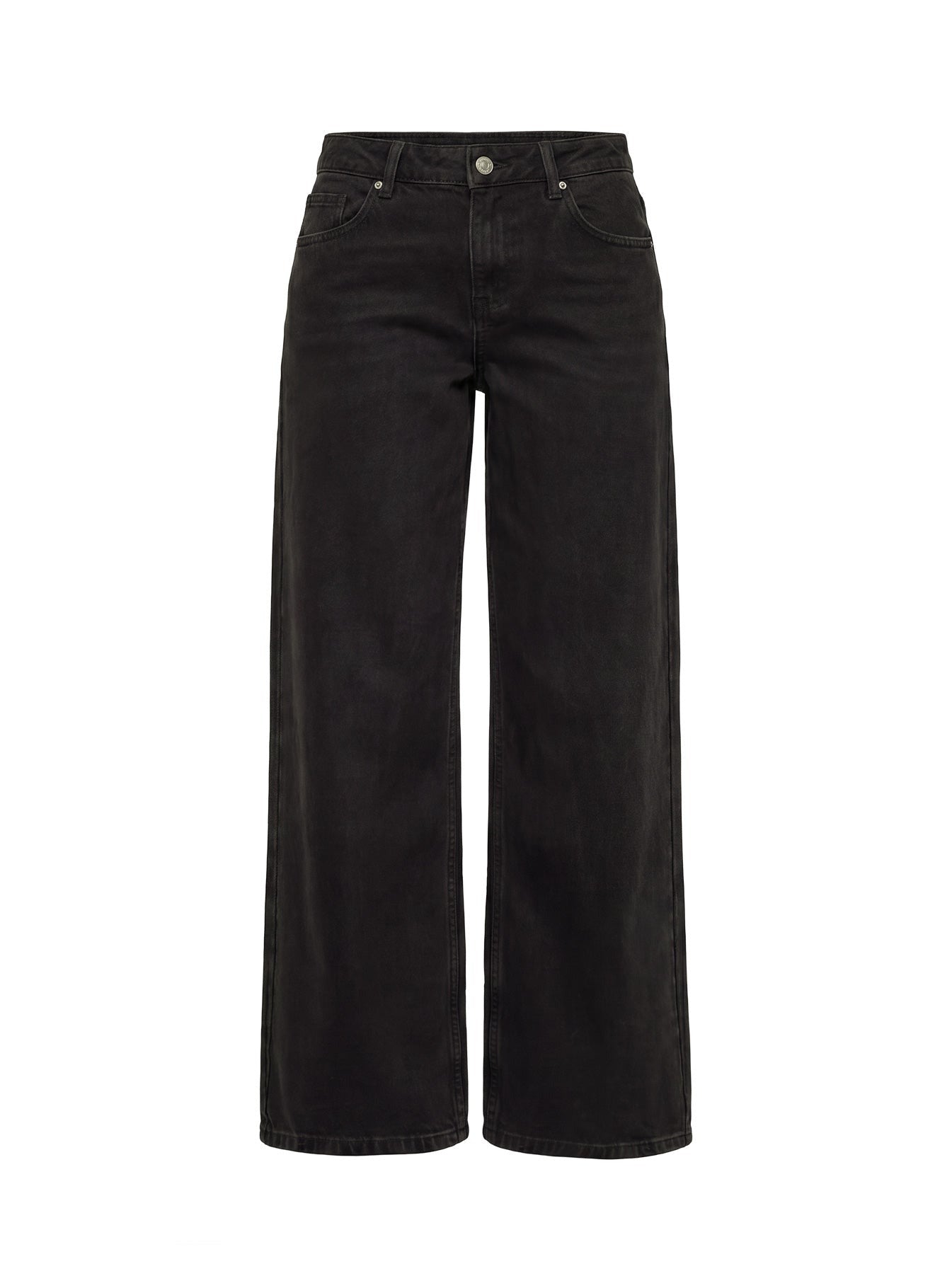 Ramos Low Rise Wide Leg Denim Jeans Washed Black