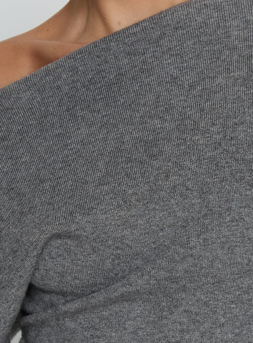 Kaelith Off shoulder Knit Sweater Dark Grey