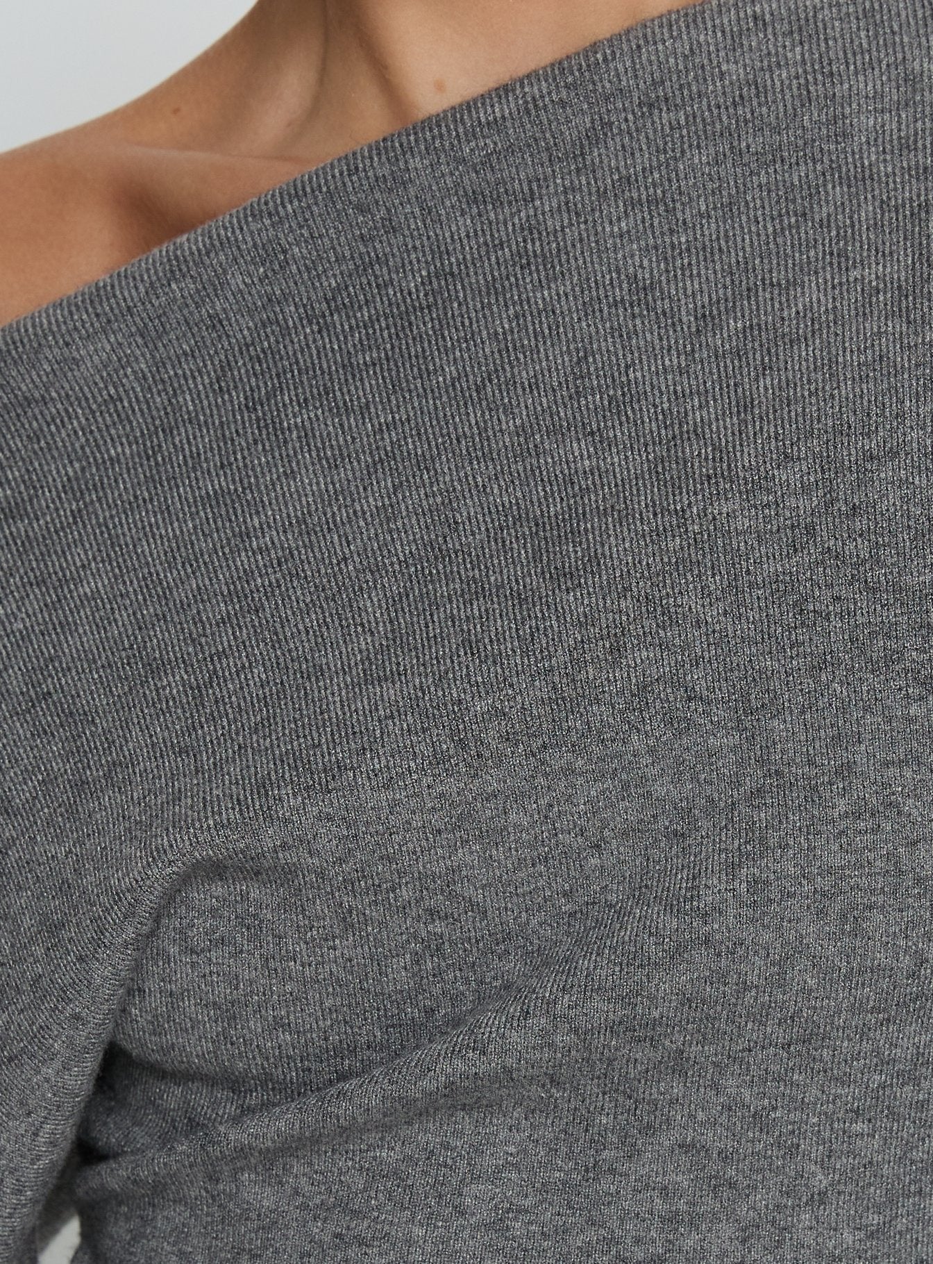 Kaelith Off shoulder Knit Sweater Dark Grey