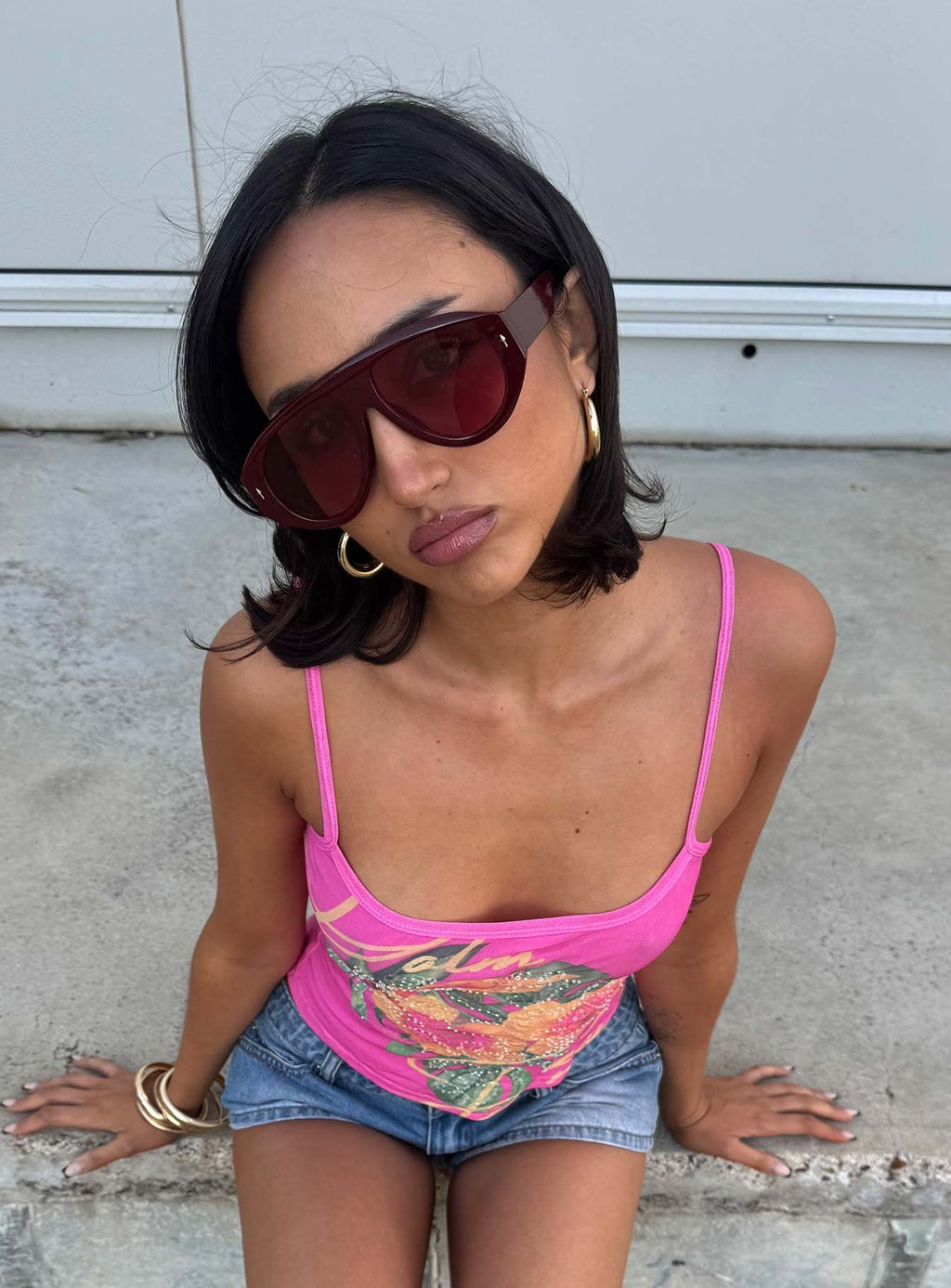 Marais Oversized Aviator Sunglasses Red