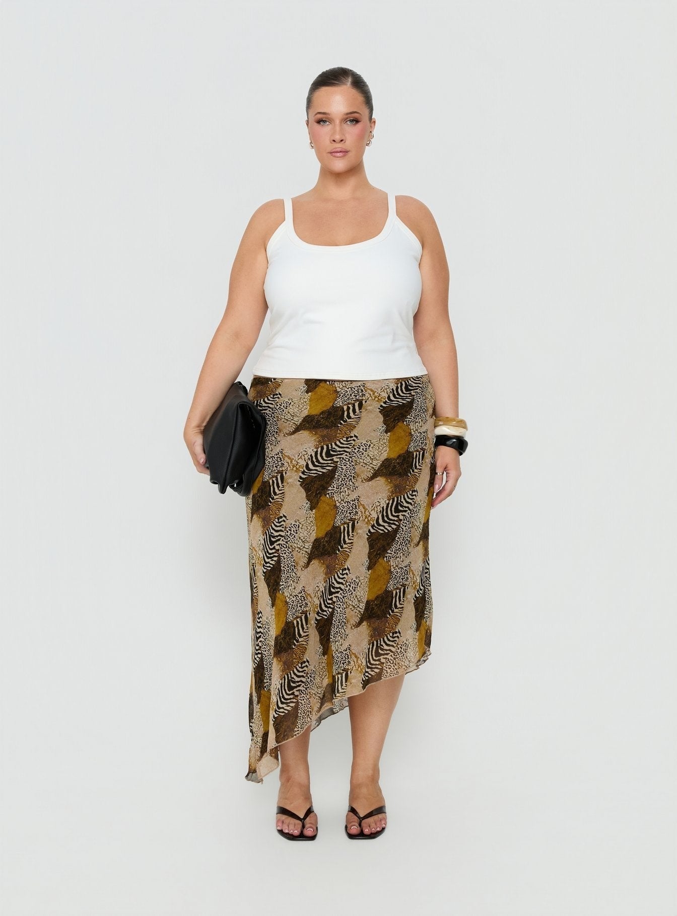Kasper Cinched Longline Tank Top White Curve