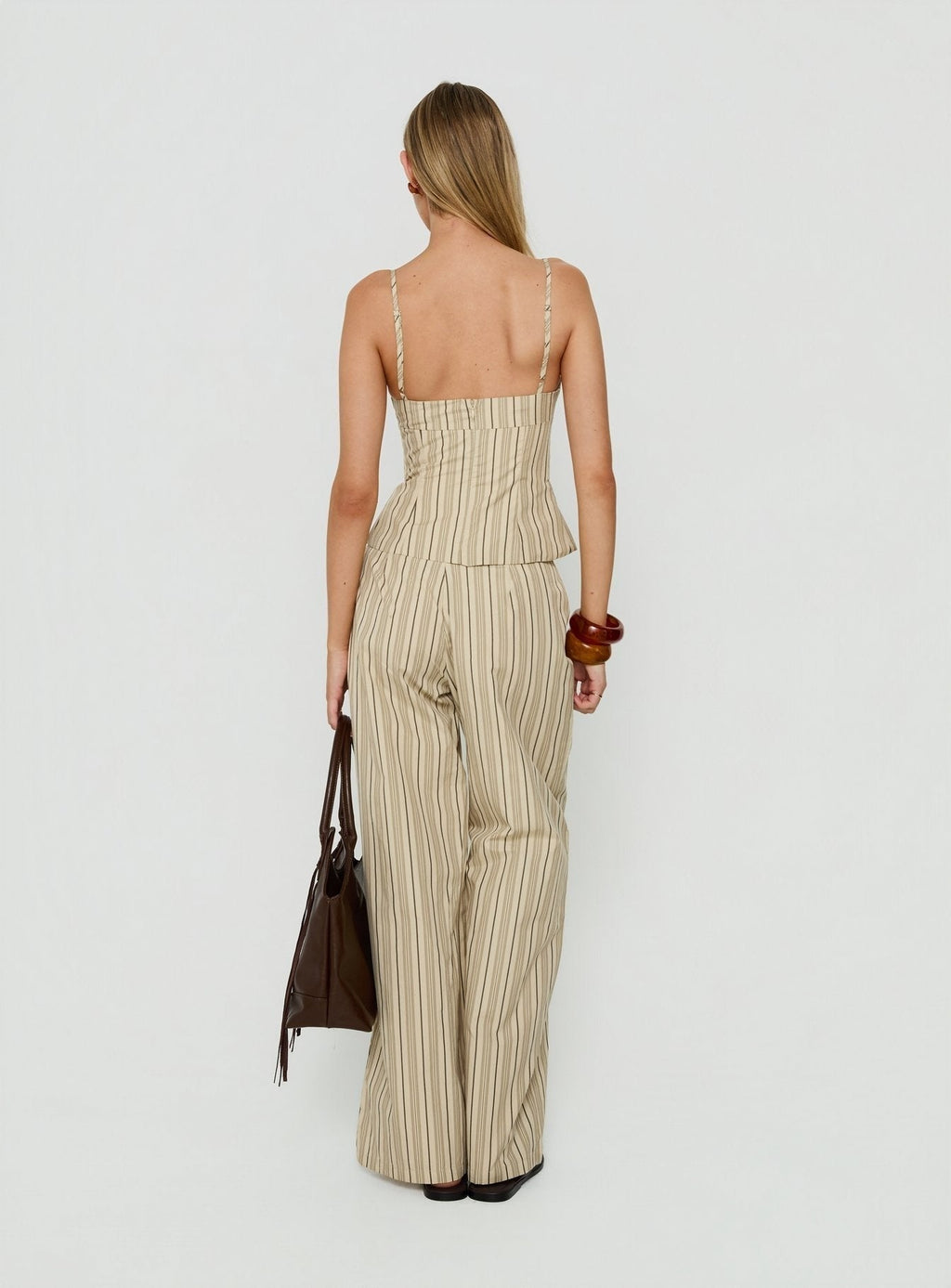 Kierstyn Corset Set Beige Stripe