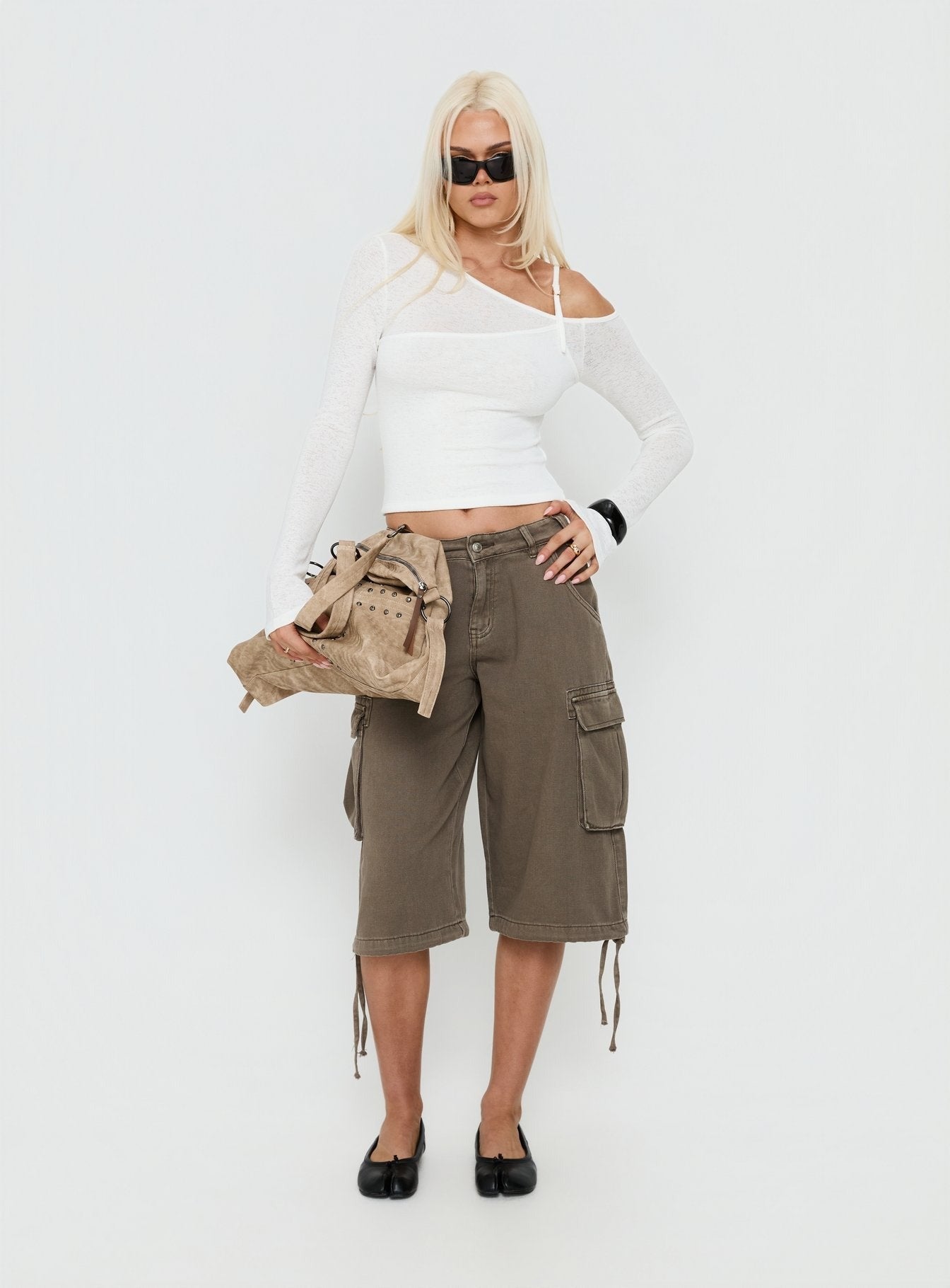 Rosca Layered Long Sleeve Top White
