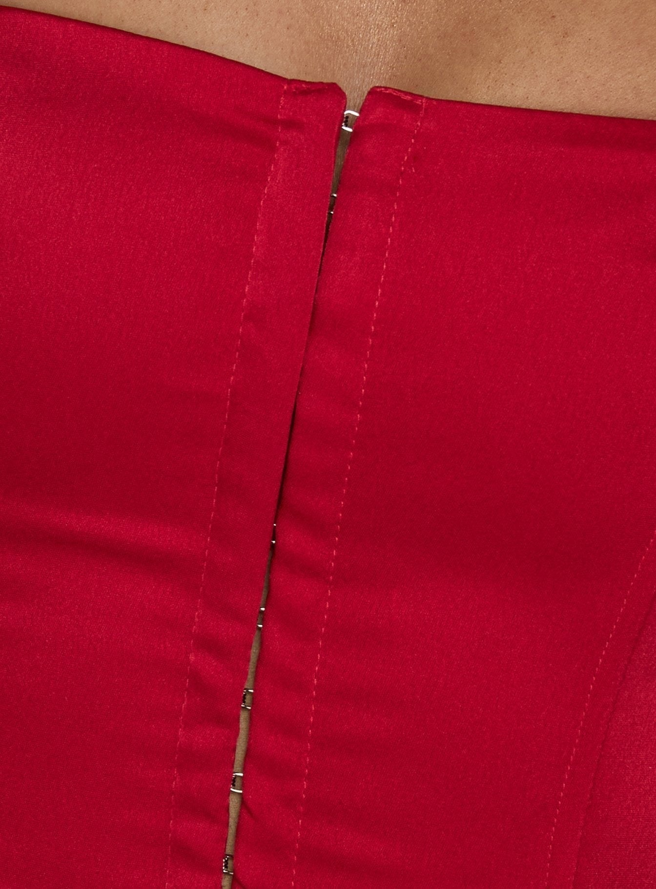 Gabriela Satin Halter Corset Top Red