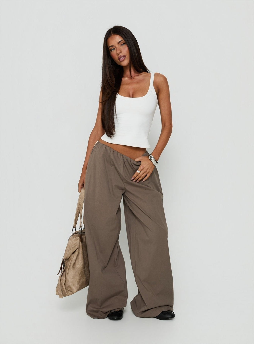Lunea Concealed Waistband Pants Charcoal Stripe