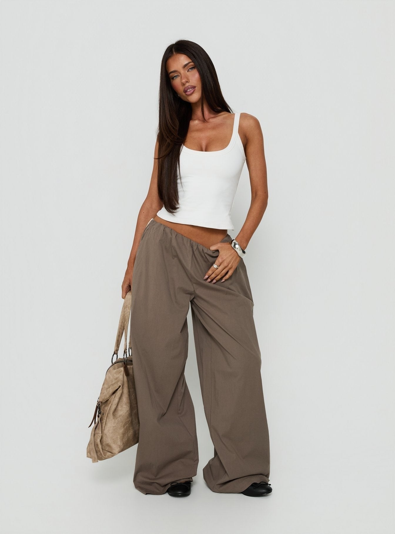 Lunea Concealed Waistband Pants Charcoal Stripe