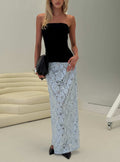 Carman Lace Midi Skirt Blue