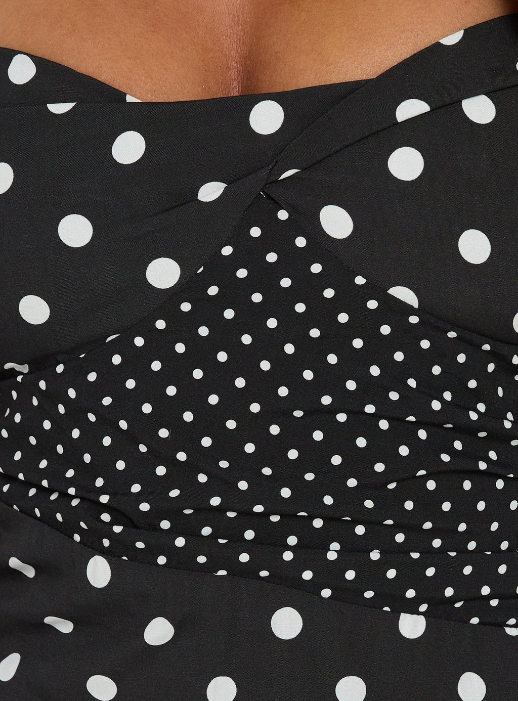 Marguerite Halter Maxi Dress Black / White Polka Dot
