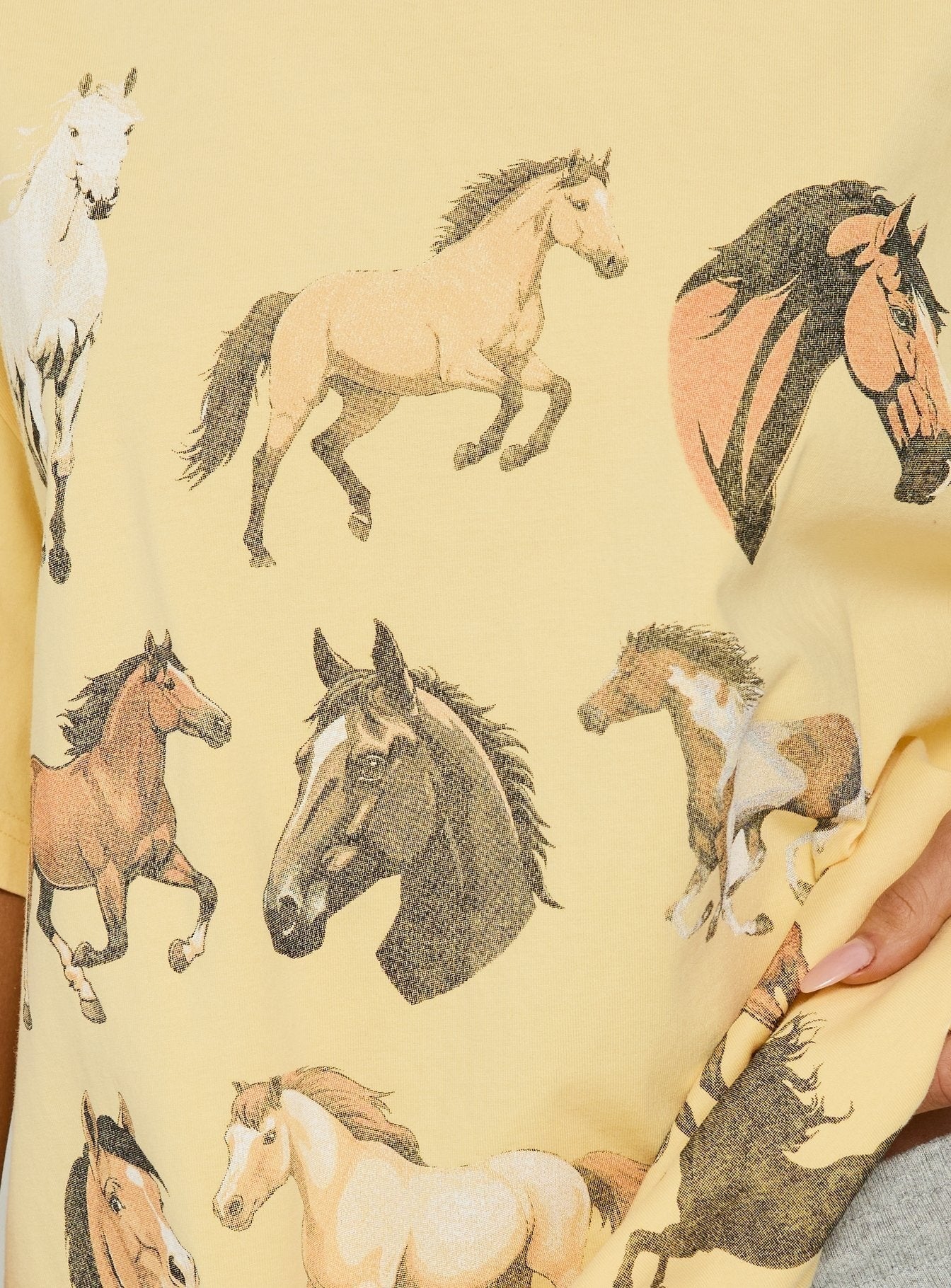 Horse Girl Oversized Graphic Tee Washed Yellow