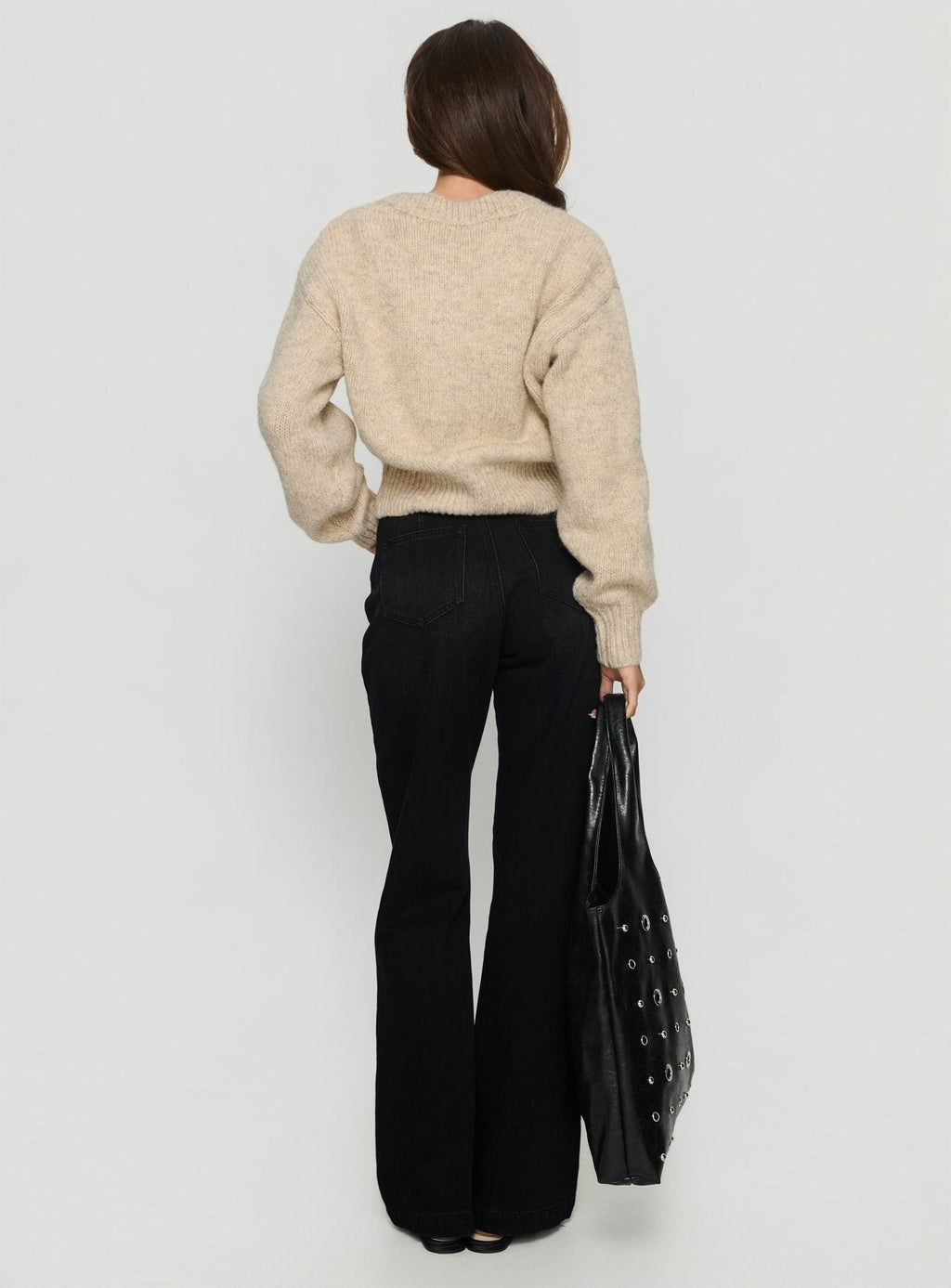 Slow Ride Mid Rise Bootleg Belted Jeans Washed Black