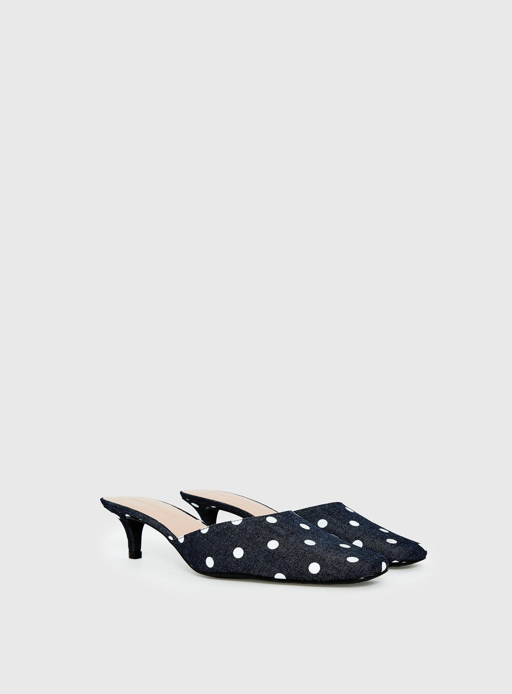 Kaelina Kitten Heels Denim Polka
