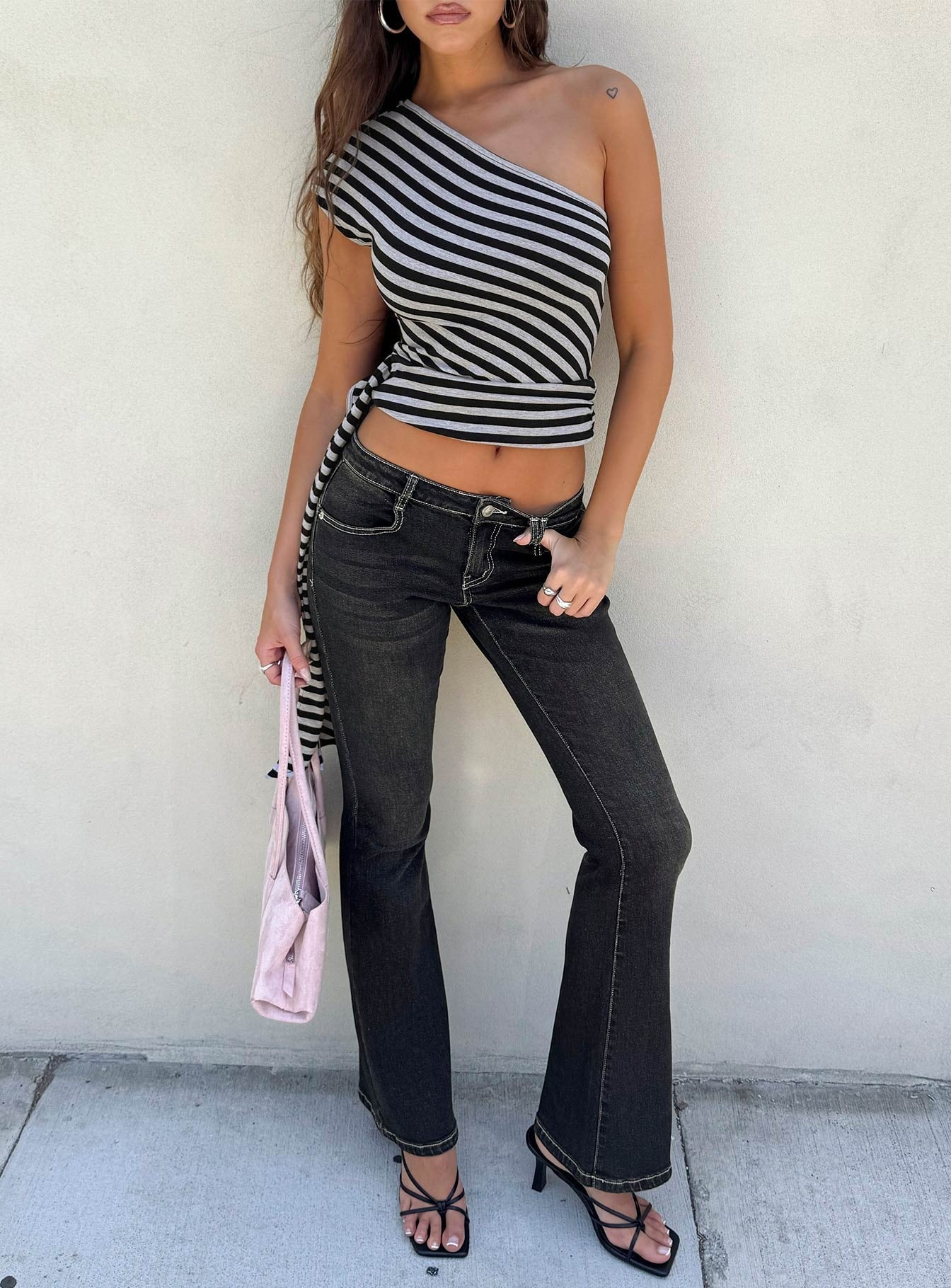 Lost Connection One Shoulder Top Multi Stripe