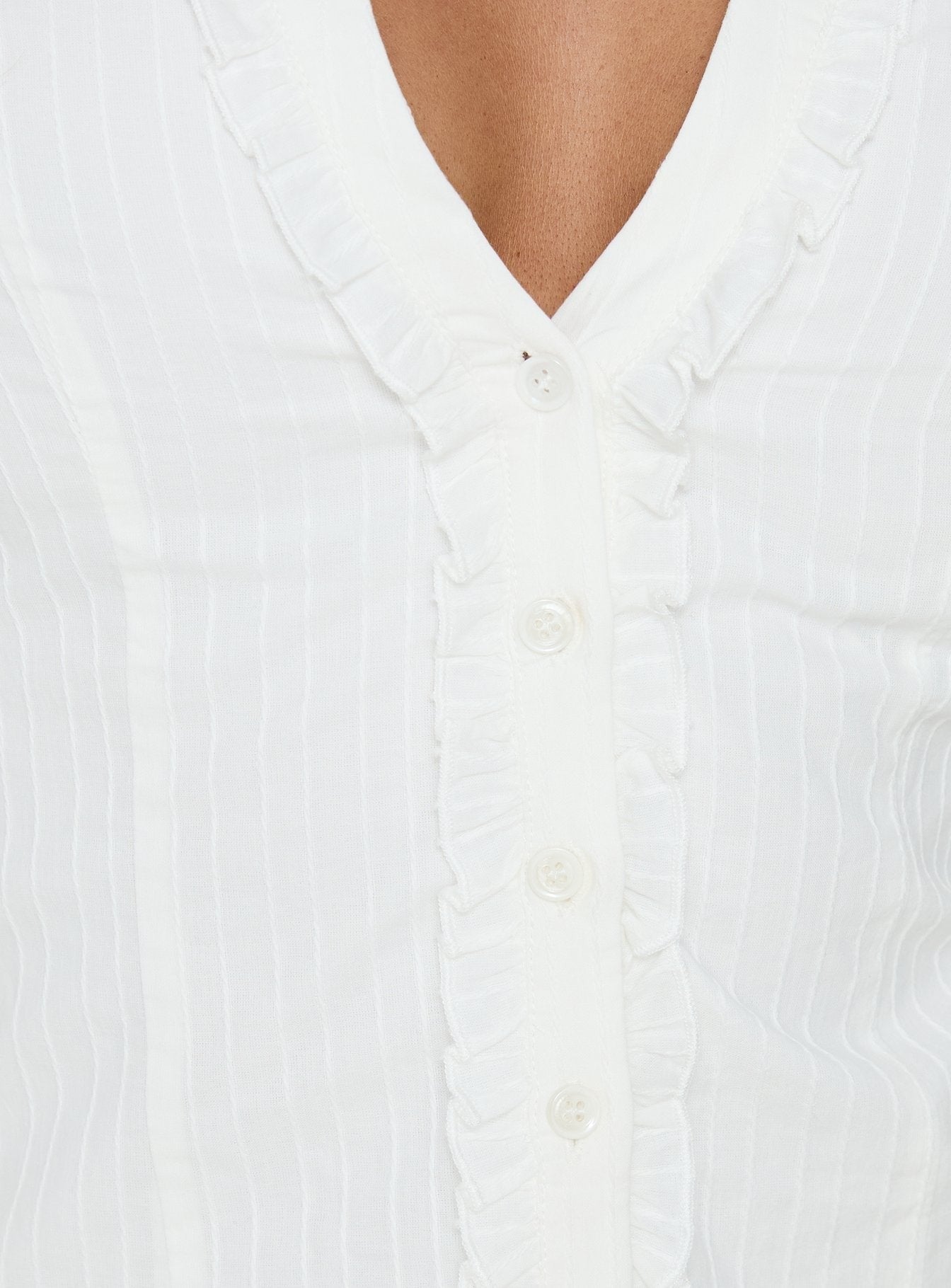 Dellen Frill Detail Blouse Top White