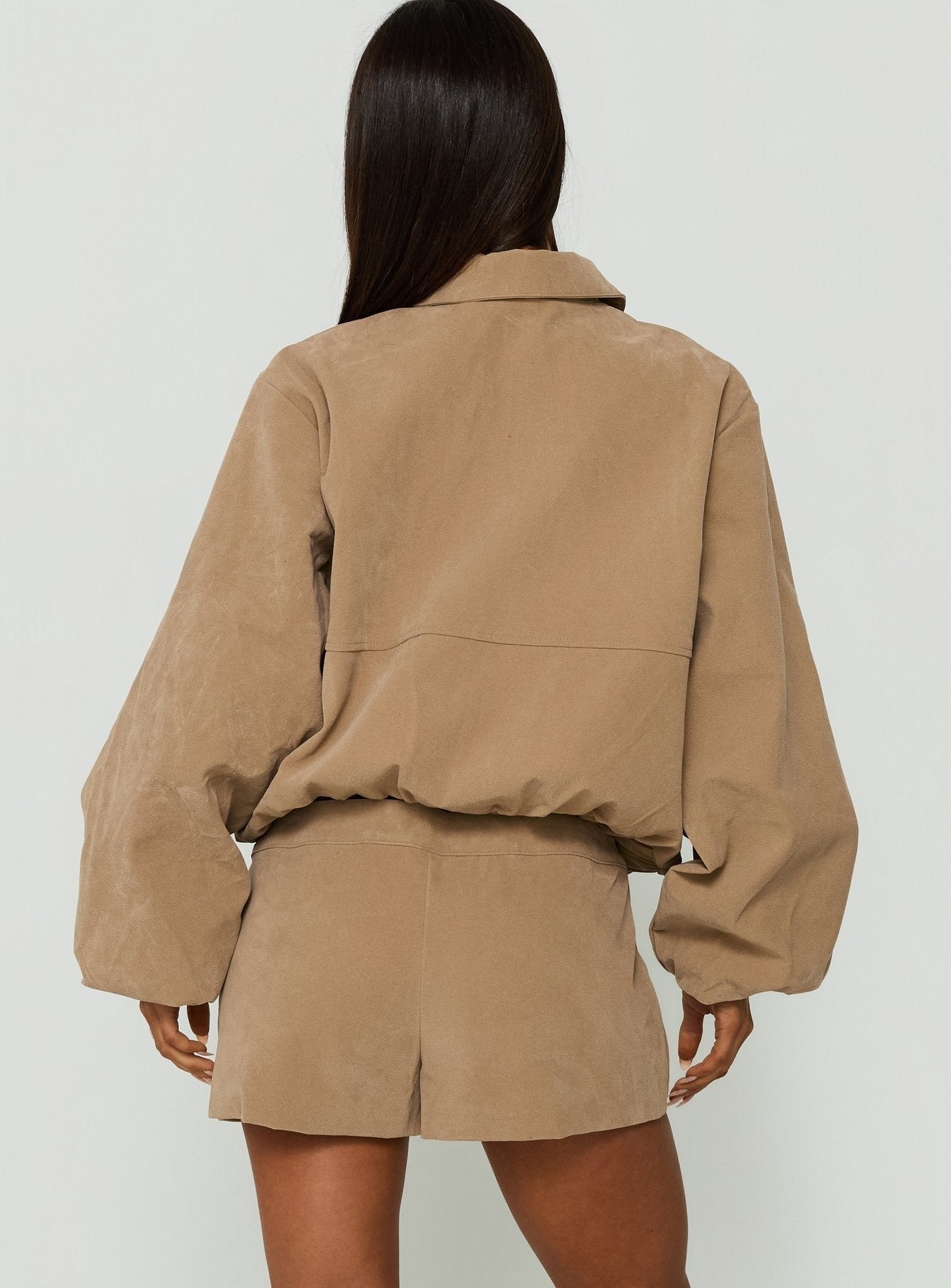 Esmeya Faux Suede Shorts Beige