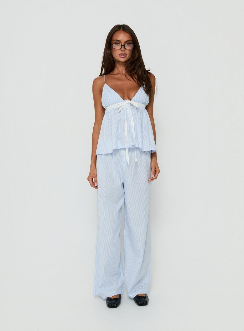 Meava Elasticated Waist Sleep Pants Blue Stripe