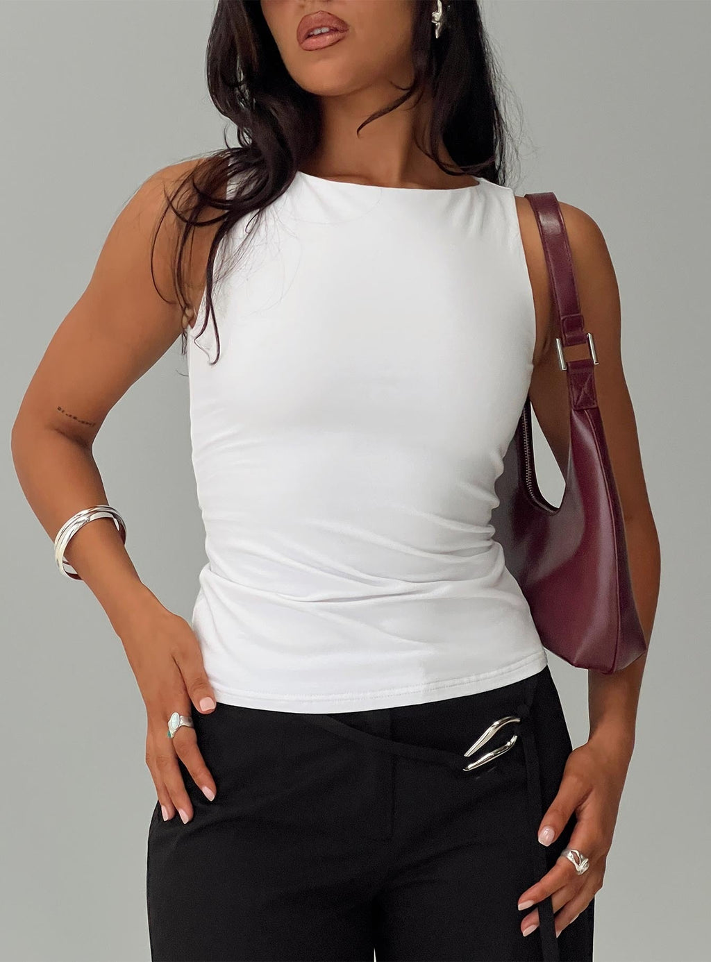 Lose Your Number High Neck Top White
