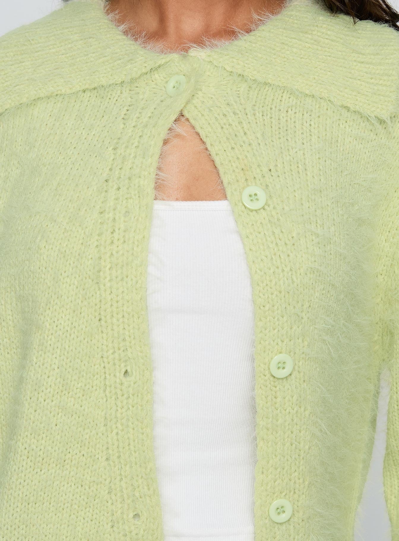 Nayara Collared Asymmetric Knit Sweater Green