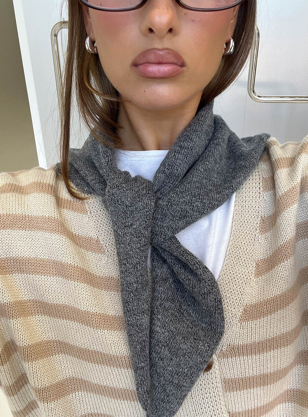 Real Talk Knit Wrap Scarf Grey