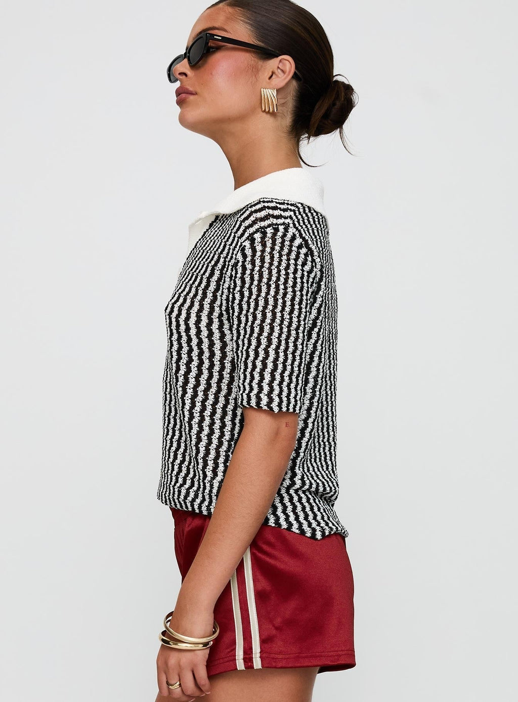 Tristar Collared Top Black