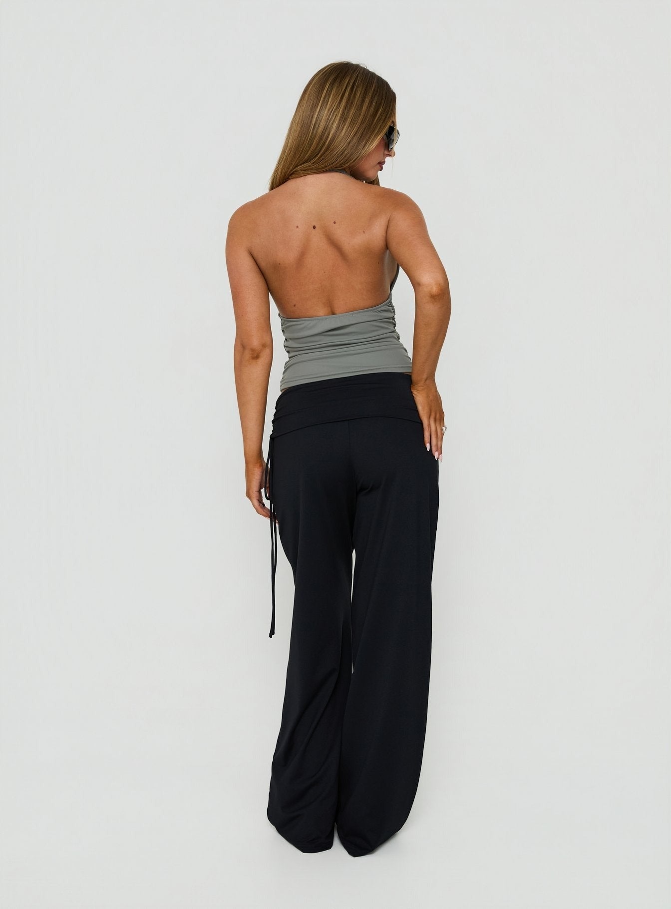 Daily Define Ruched Tie Side Pants Black