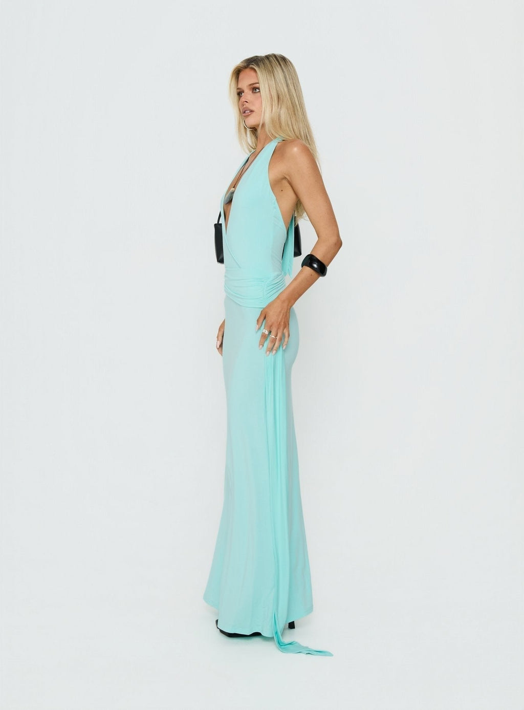 So Major Draped A-Line Maxi Dress Blue