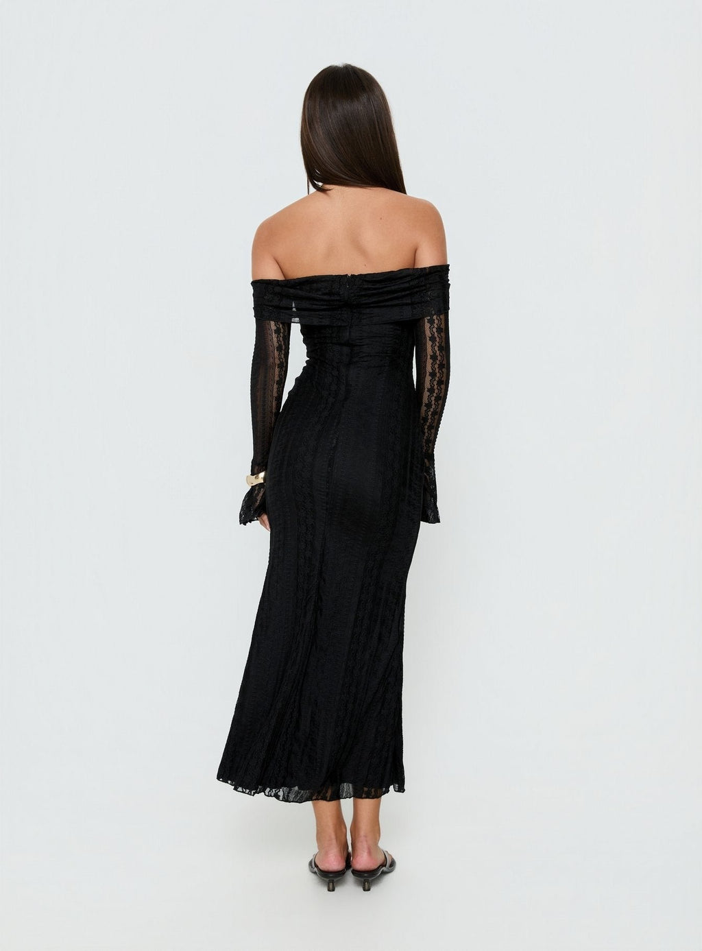 Perdita Long Sleeve Lace Maxi Dress Black