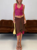 Erinhadi Midi Skirt Brown / Pink