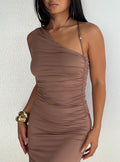 Britani One Shoulder Maxi Dress Mocha