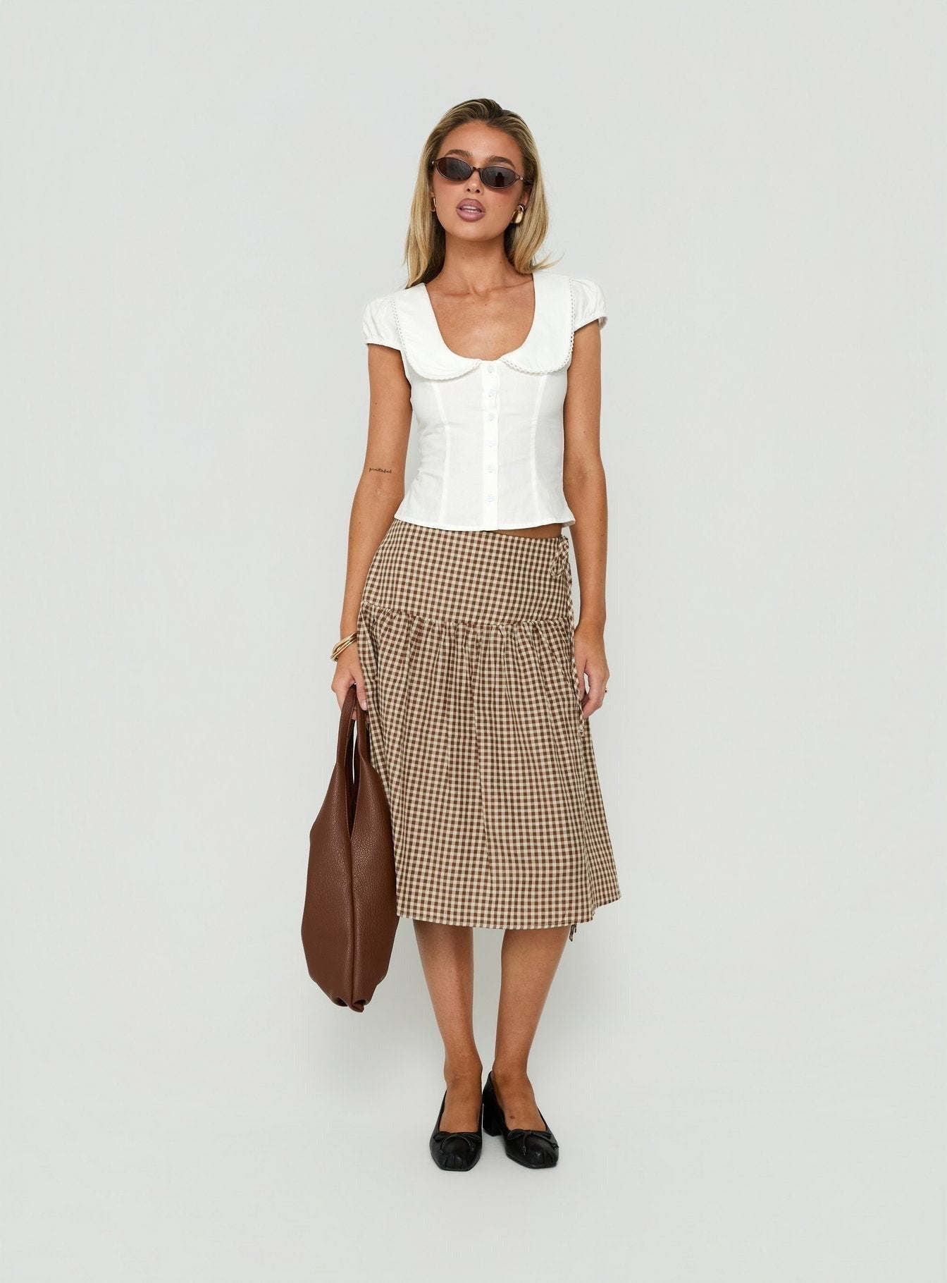 Gardinia Collared Button Down Top White