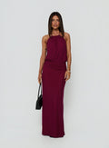 Casperina Ruched Halter Maxi Dress Berry