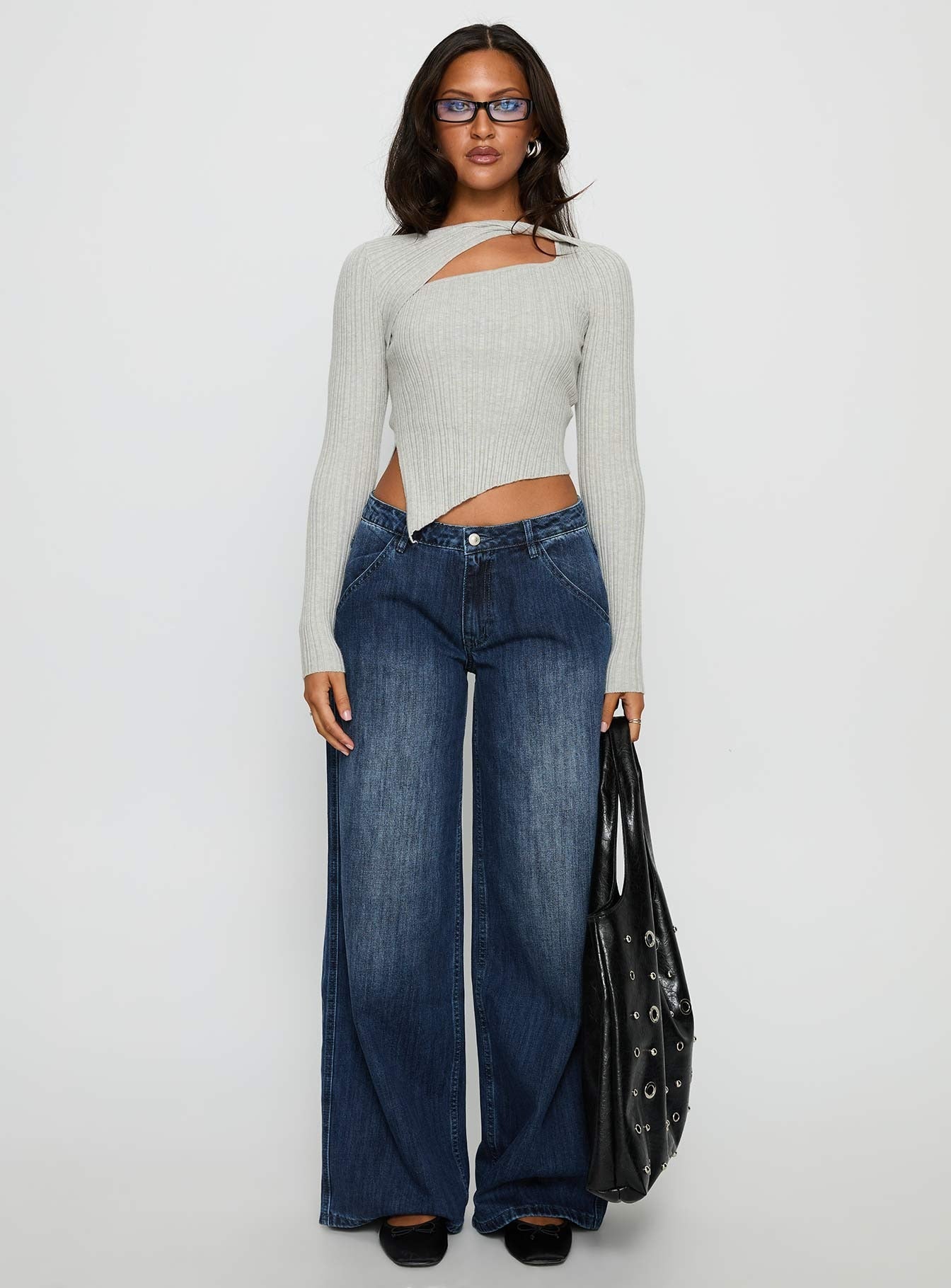 Downtowner Low Rise Cargo Jeans Mid Blue Wash