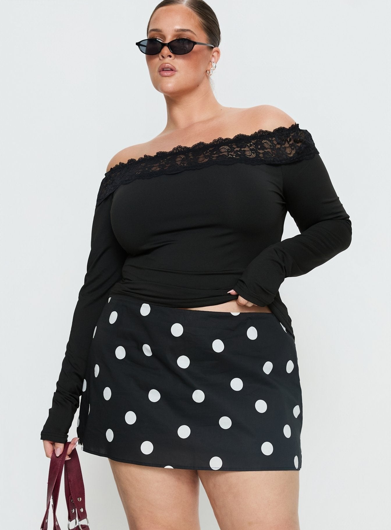 Special Treat Skort Black / White Polka Dot Curve