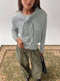 Pippy Scarf Tie Sweater Light Grey