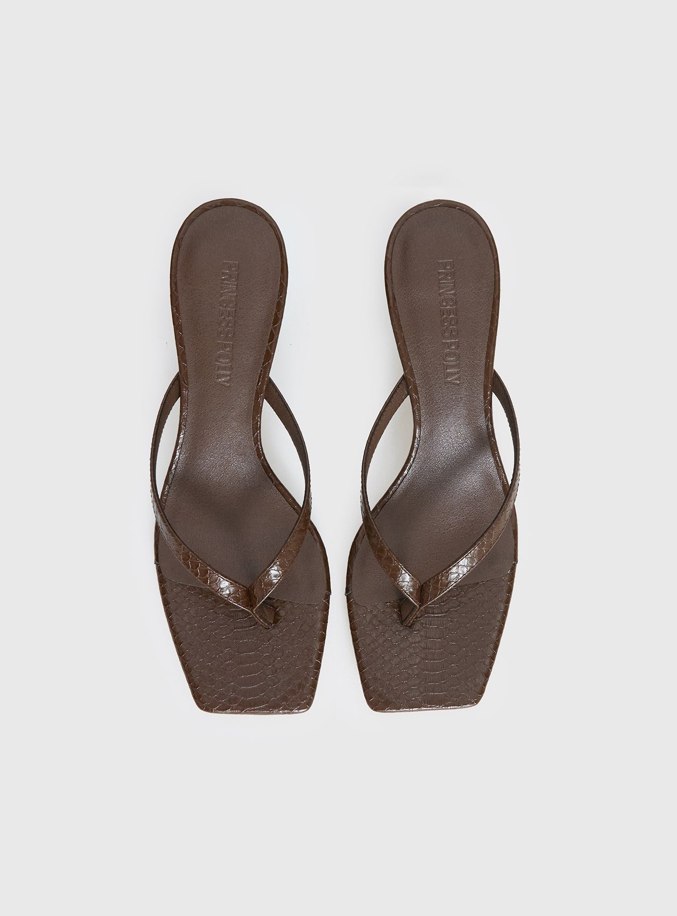 So Exclusive Snake Thong Heels Brown