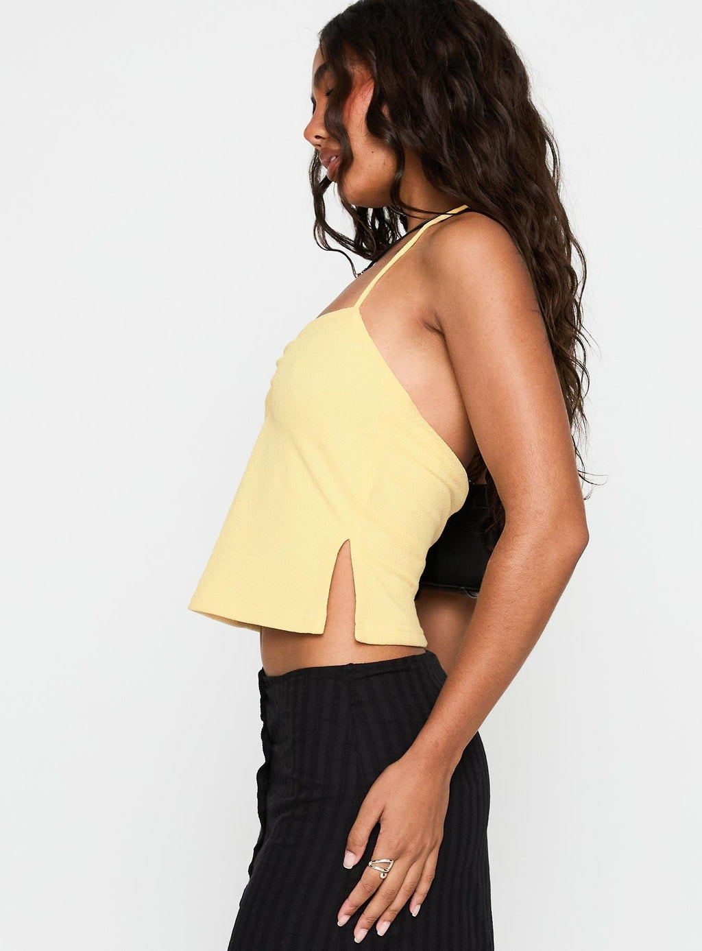 Rehna Halter Top Yellow Slub