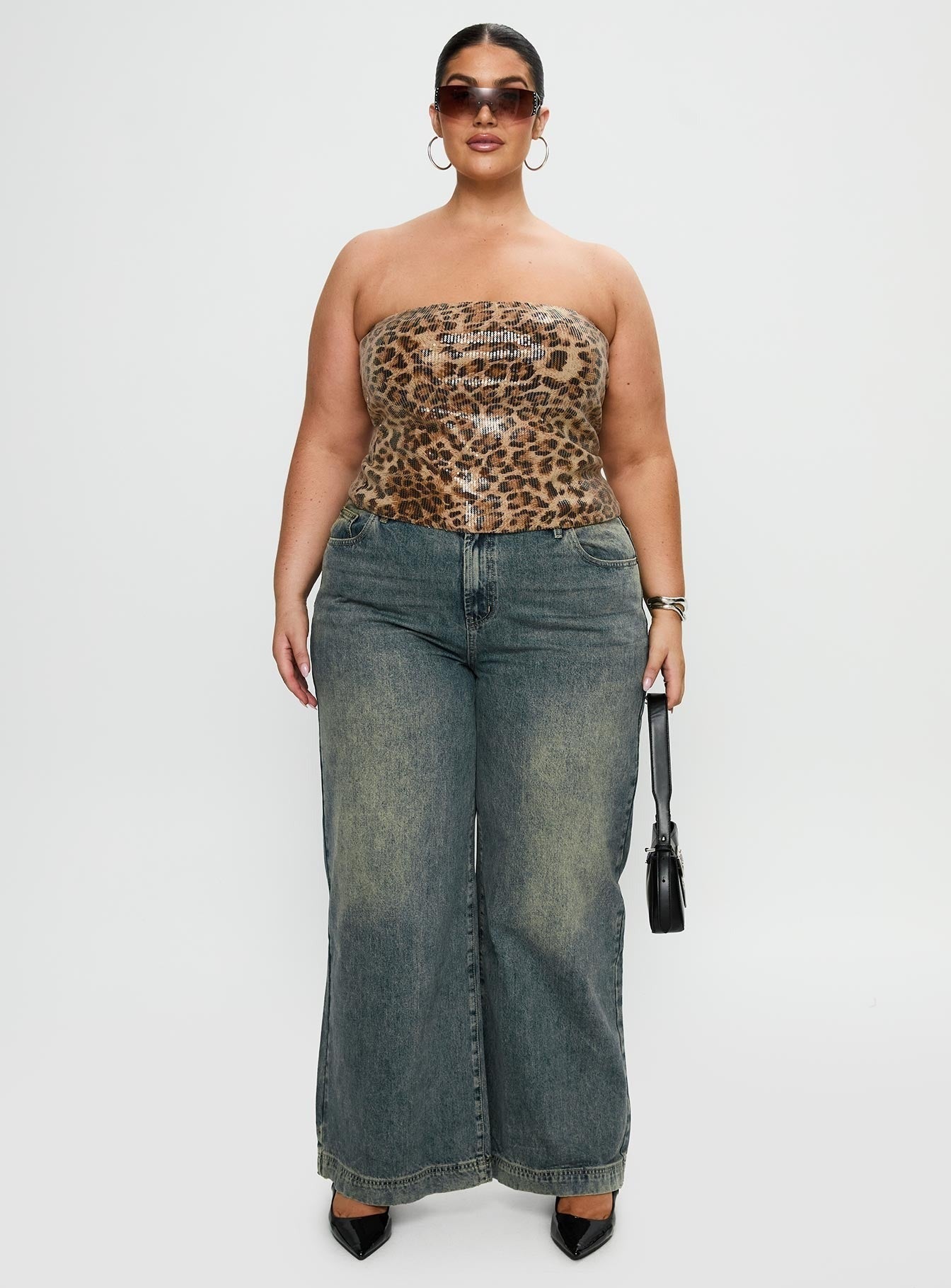Learn To Fly Strapless Sequin Top Leopard Curve