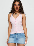 Old Friend Halter Top Pink Stripe