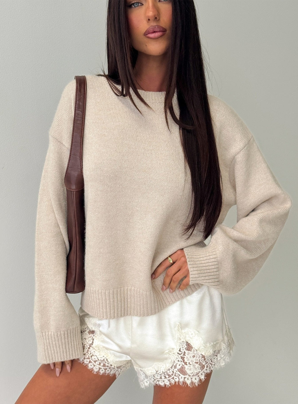 Elida Boxy Wide Sleeve Jumper Cream