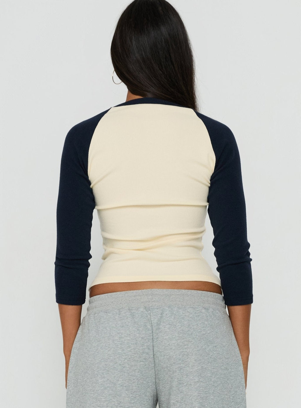 Telepathic Raglan Long Sleeve Top Cream / Navy
