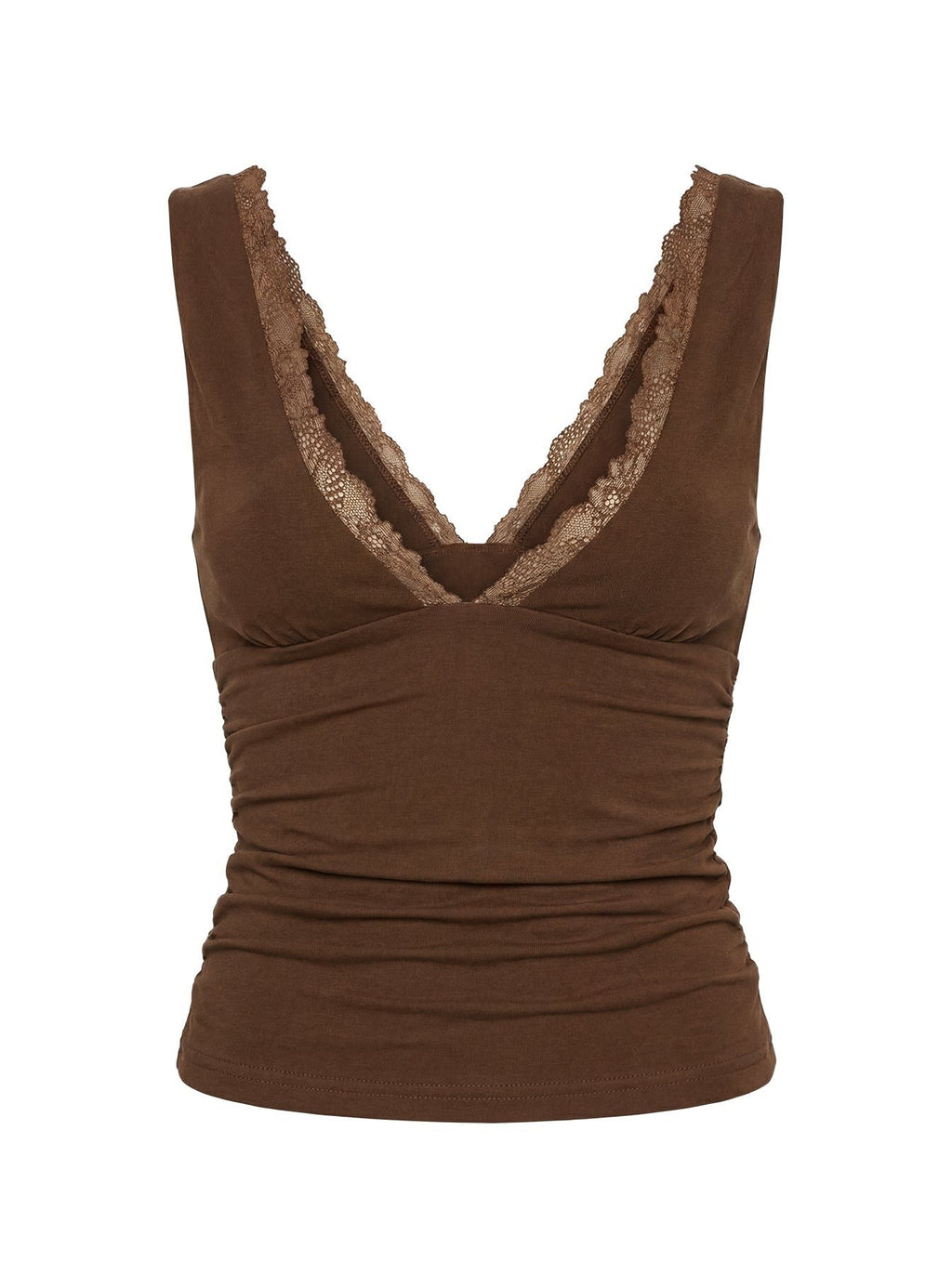 Zespri Lace Jersey Top Brown