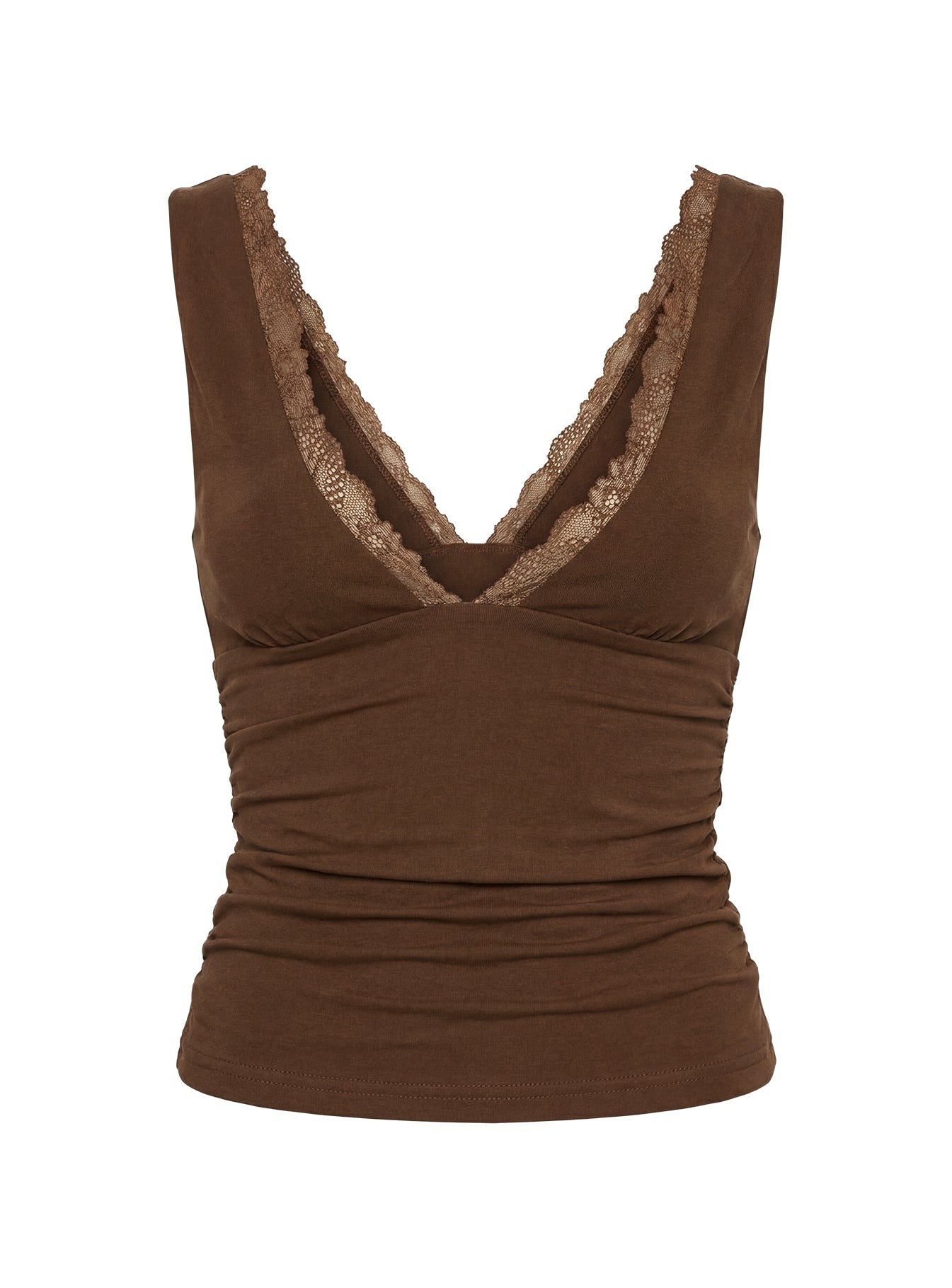 Zespri Lace Jersey Top Brown
