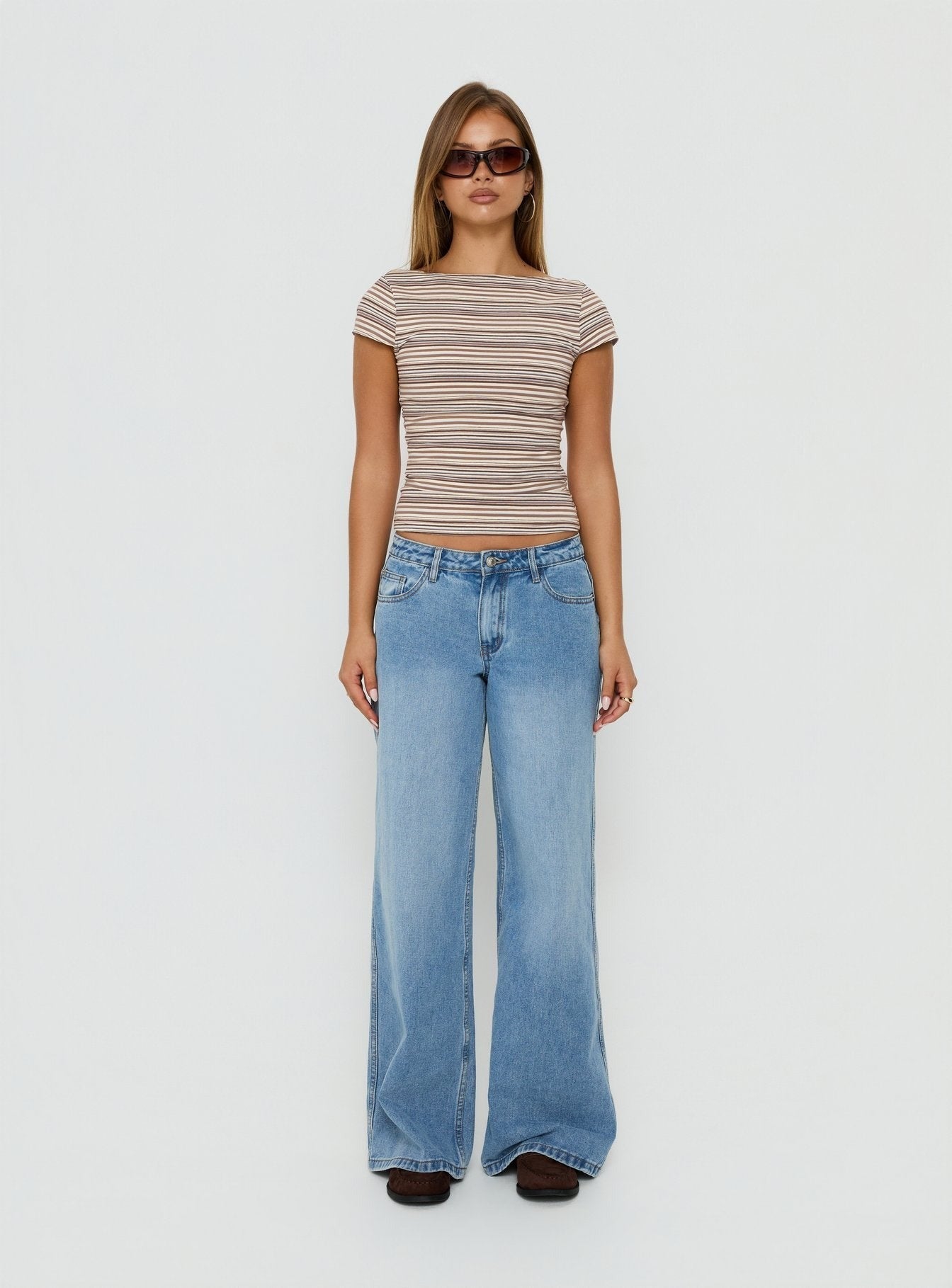 Nyren Low Back Boatneck Top Multi Stripe