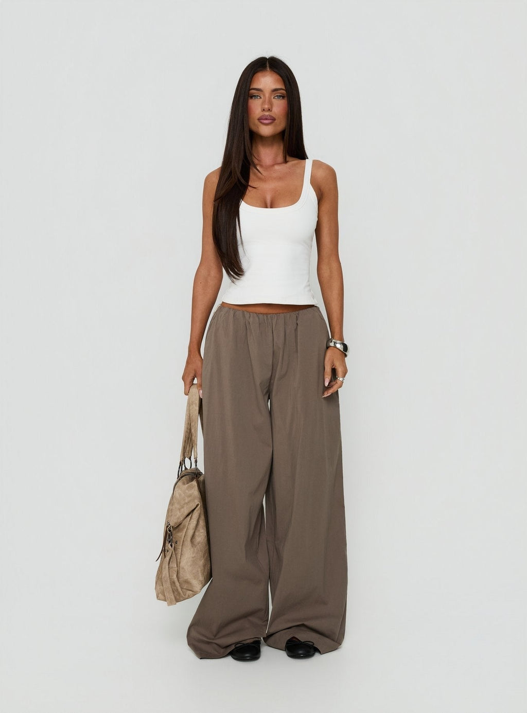 Lunea Concealed Waistband Pants Charcoal Stripe