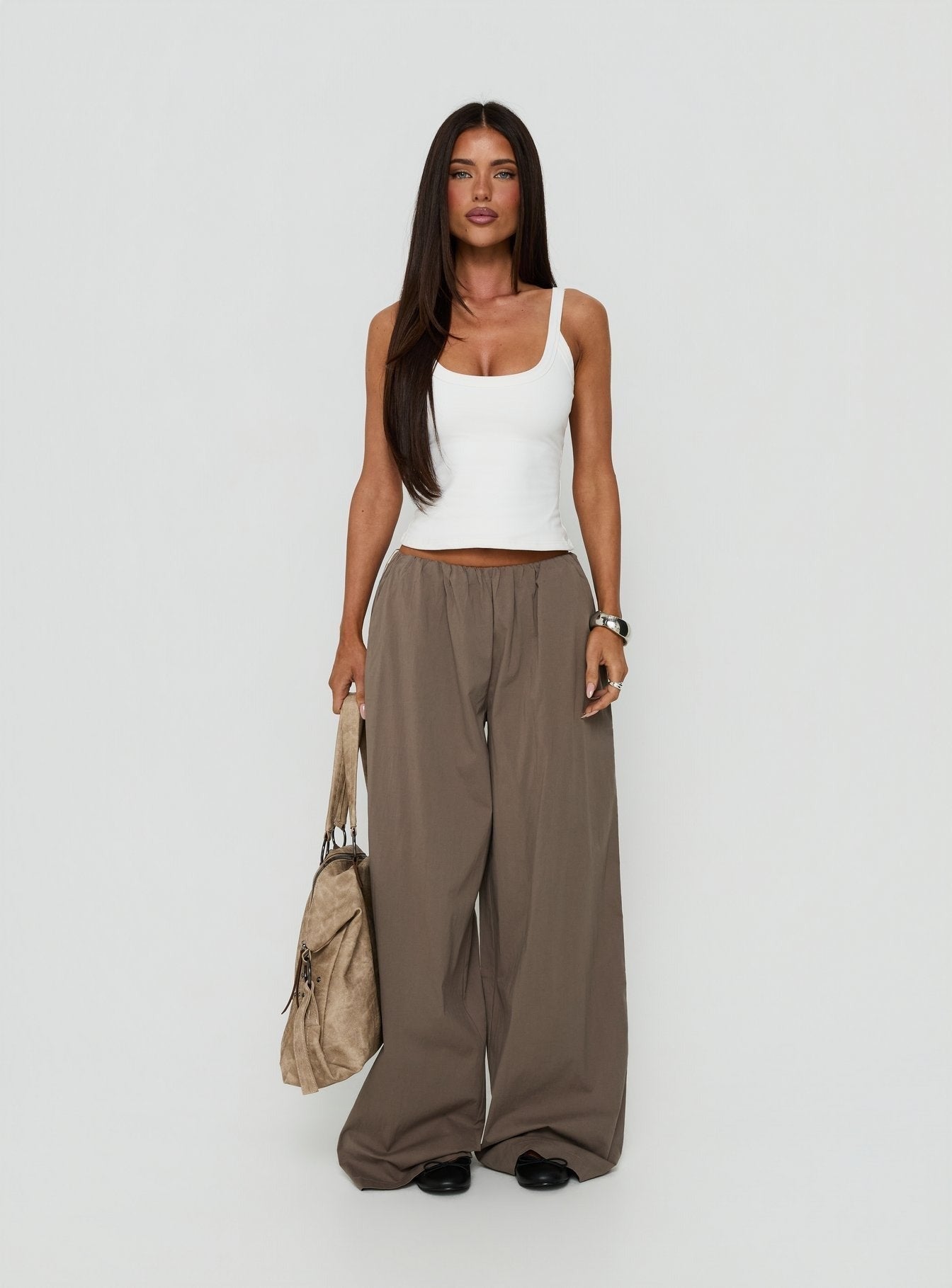 Lunea Concealed Waistband Pants Charcoal Stripe
