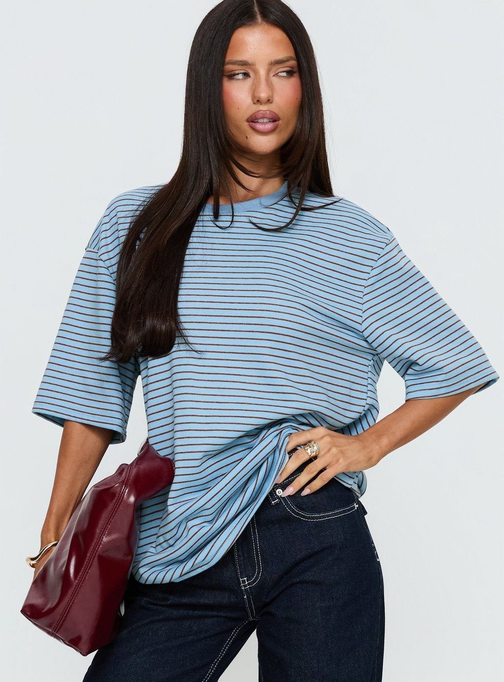 Kaitlan Short Sleeve Tee Blue Stripe