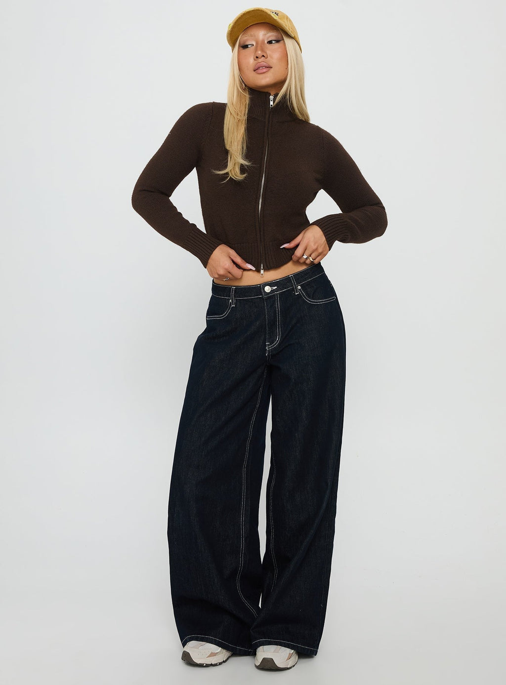 So Exclusive Zip Through Knit Jumper Brown