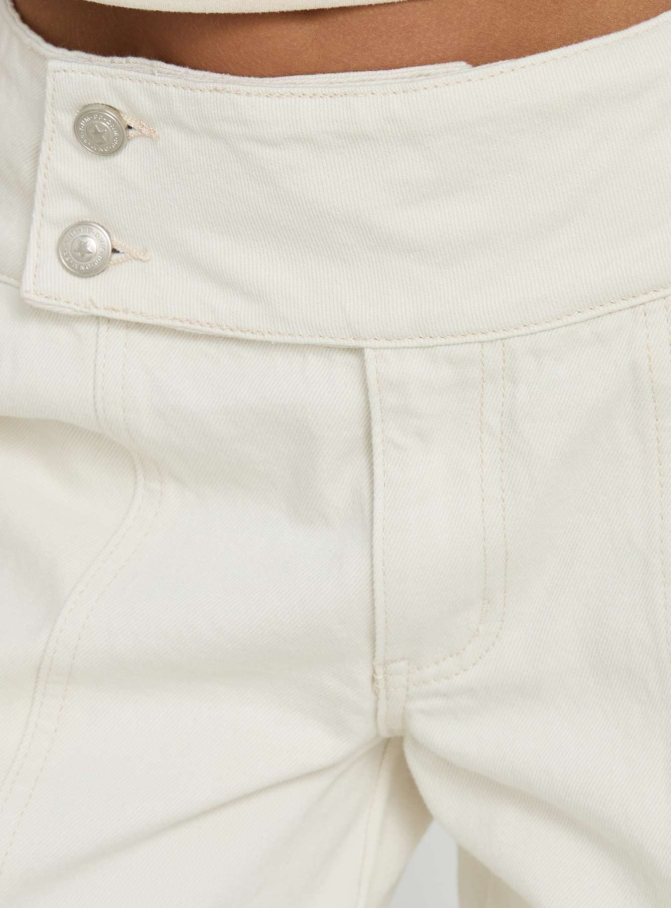 Nikoletta Foldover Jeans Cream / Polka